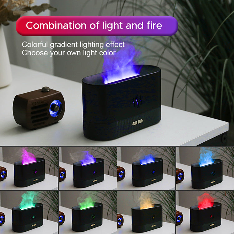 USB Powered Portable Colorful Night Light Humidifier, Simulation Flame Air Humidifier with Seven Colors, Spring Gifts, Ambient Light Aroma Diffuser for Car & Home, Silent Aromatherapy Diffuser for Bedroom Office Car